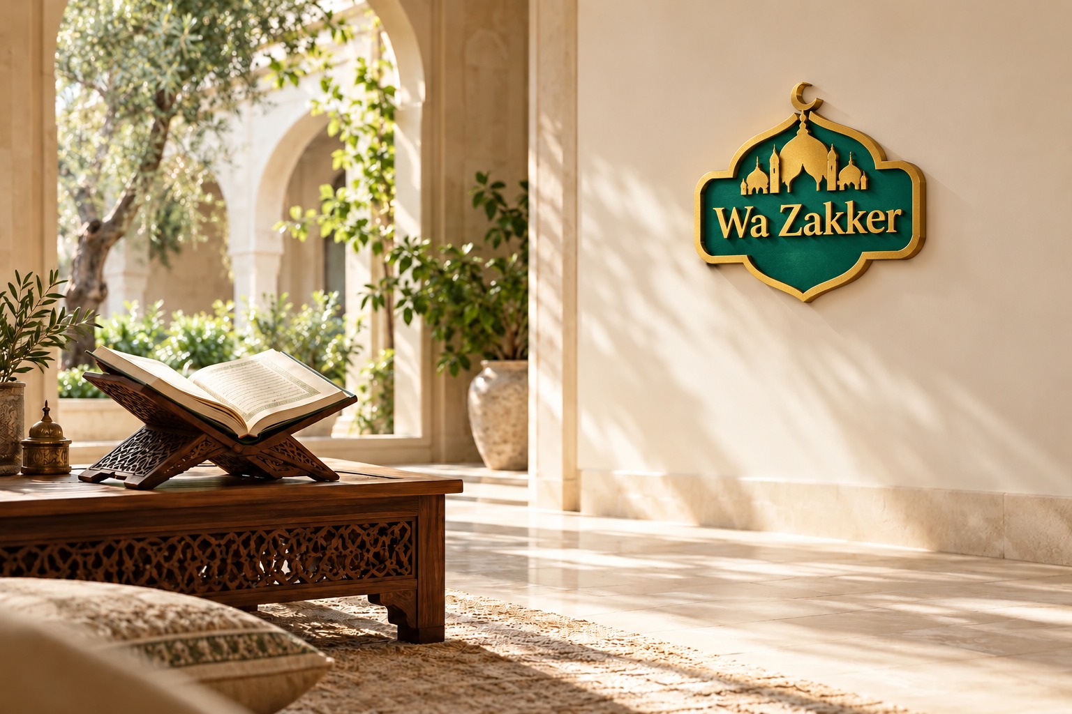 An open Quran in a peaceful setting